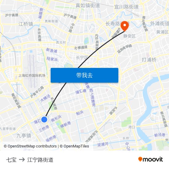 七宝 to 江宁路街道 map