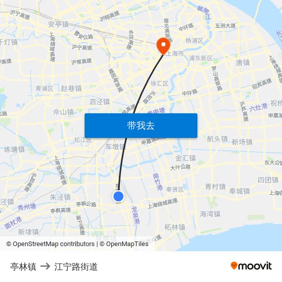 亭林镇 to 江宁路街道 map