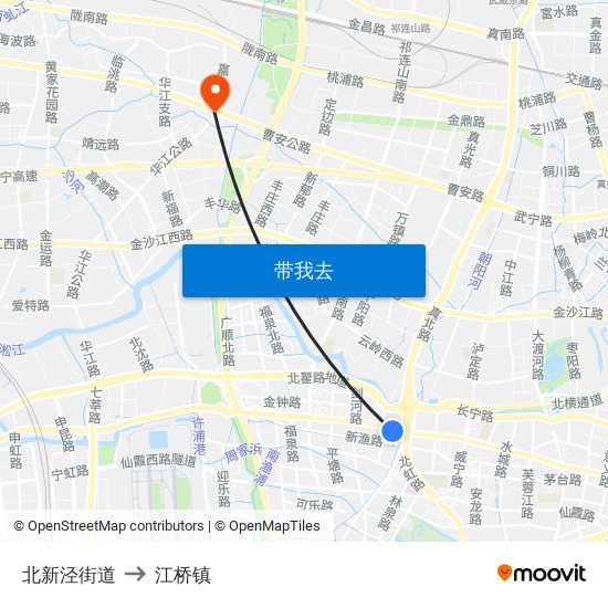 北新泾街道 to 江桥镇 map