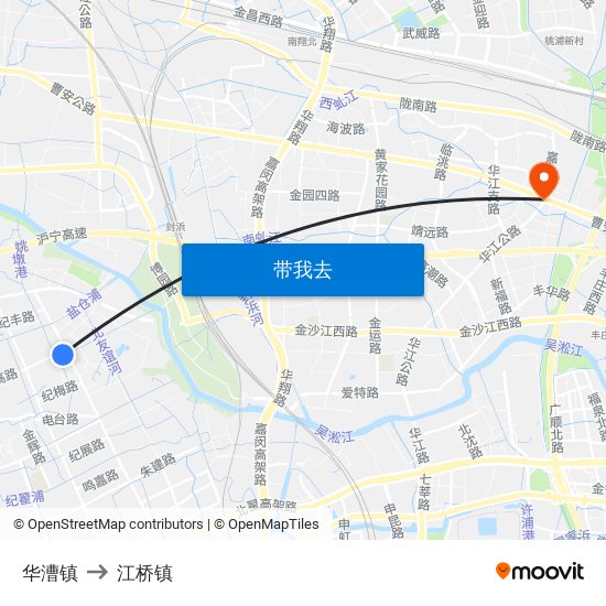 华漕镇 to 江桥镇 map