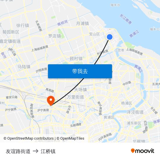 友谊路街道 to 江桥镇 map