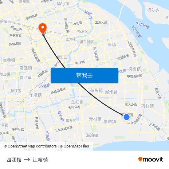 四团镇 to 江桥镇 map