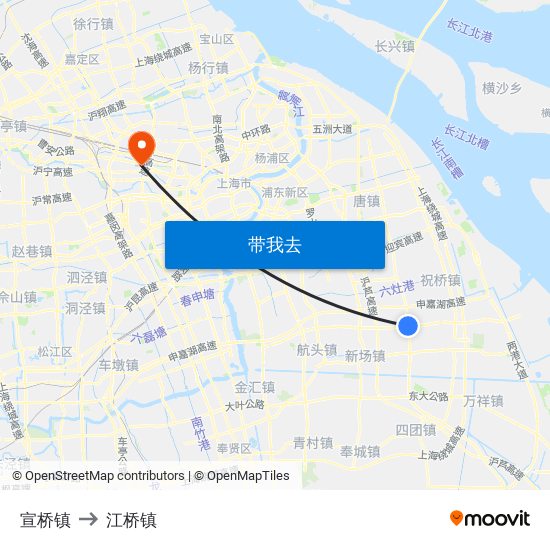 宣桥镇 to 江桥镇 map