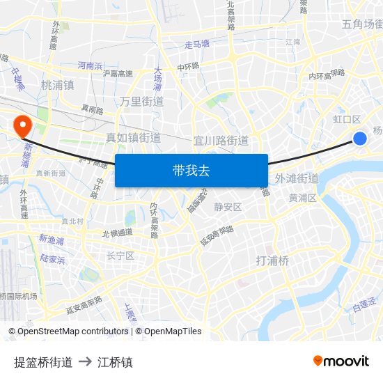 提篮桥街道 to 江桥镇 map