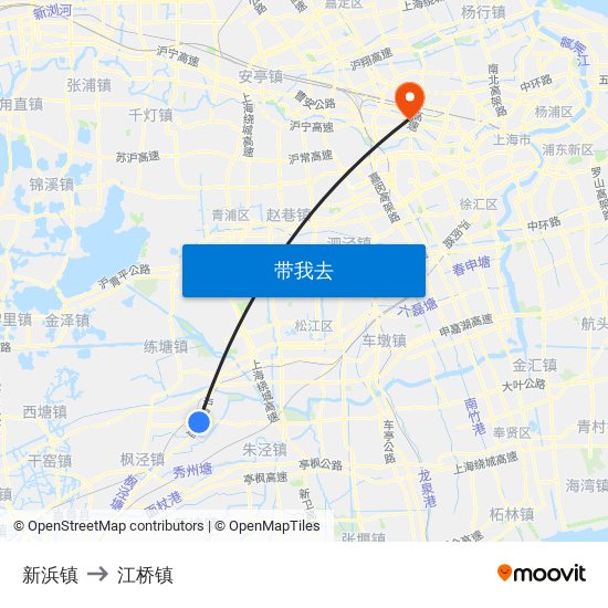 新浜镇 to 江桥镇 map