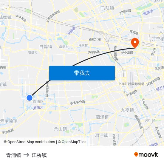 青浦镇 to 江桥镇 map