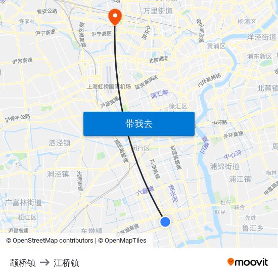 颛桥镇 to 江桥镇 map