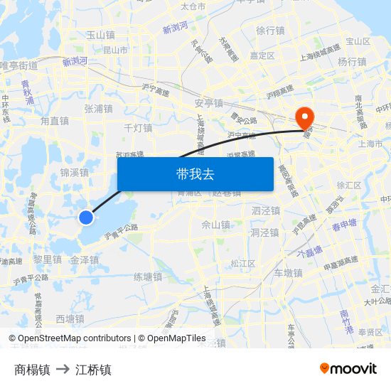 商榻镇 to 江桥镇 map