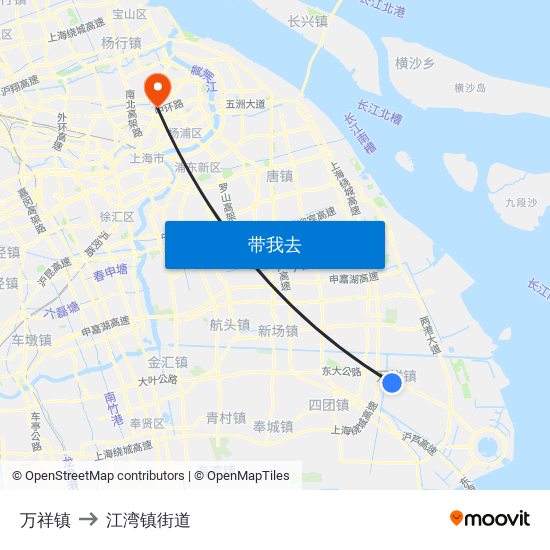 万祥镇 to 江湾镇街道 map