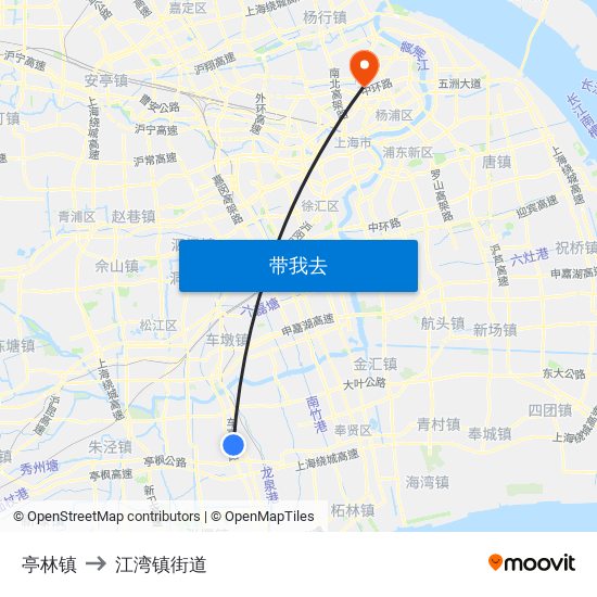 亭林镇 to 江湾镇街道 map