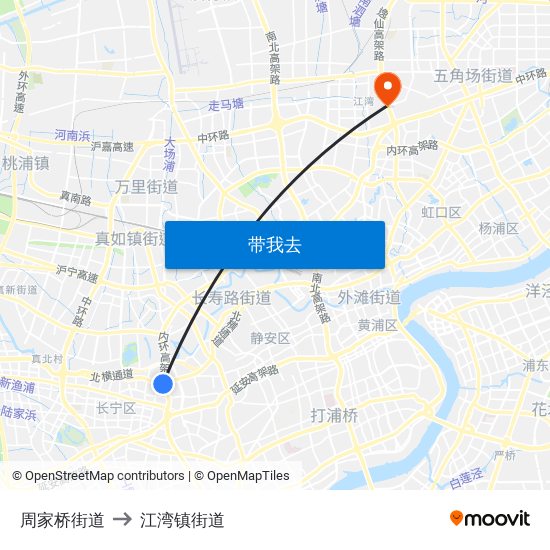 周家桥街道 to 江湾镇街道 map