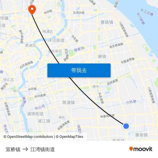 宣桥镇 to 江湾镇街道 map
