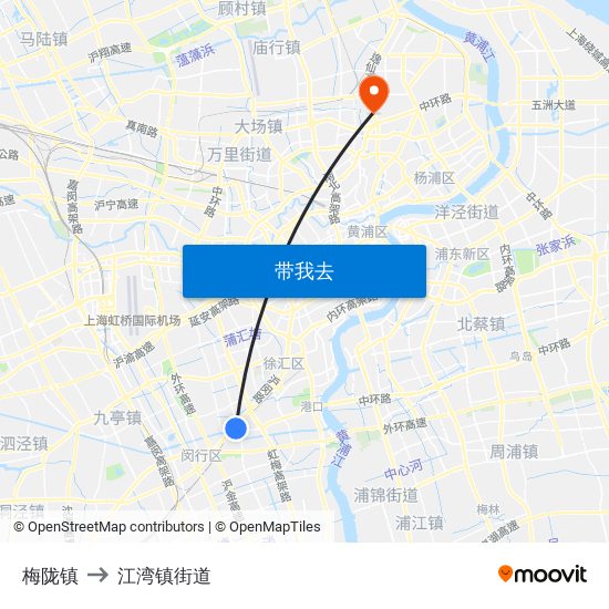 梅陇镇 to 江湾镇街道 map