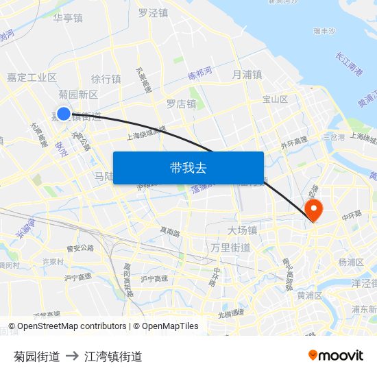 菊园街道 to 江湾镇街道 map