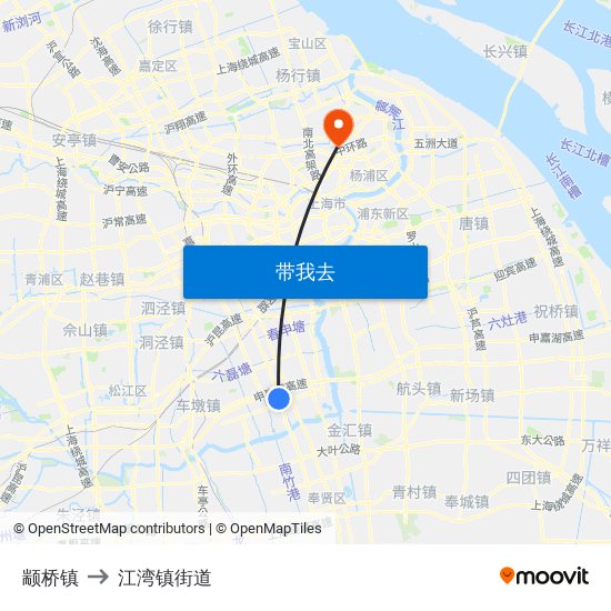 颛桥镇 to 江湾镇街道 map