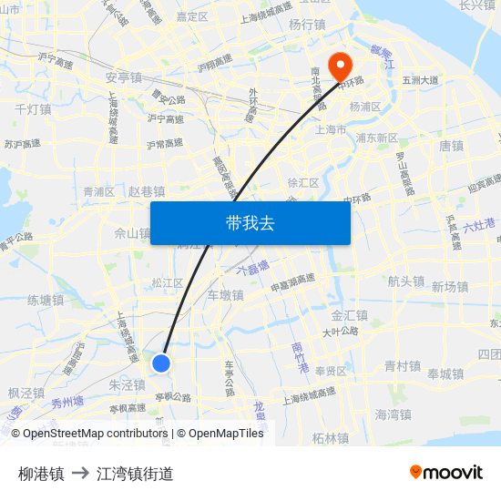 柳港镇 to 江湾镇街道 map