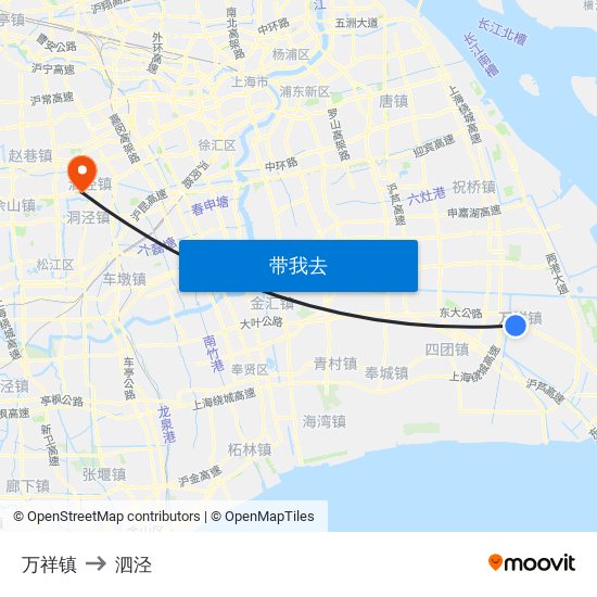 万祥镇 to 泗泾 map