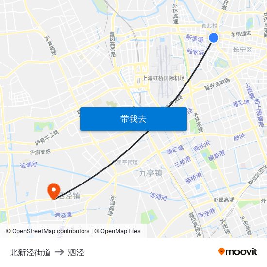 北新泾街道 to 泗泾 map