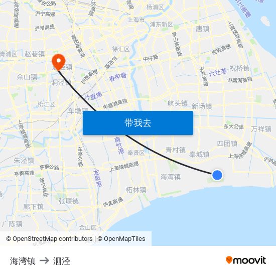 海湾镇 to 泗泾 map