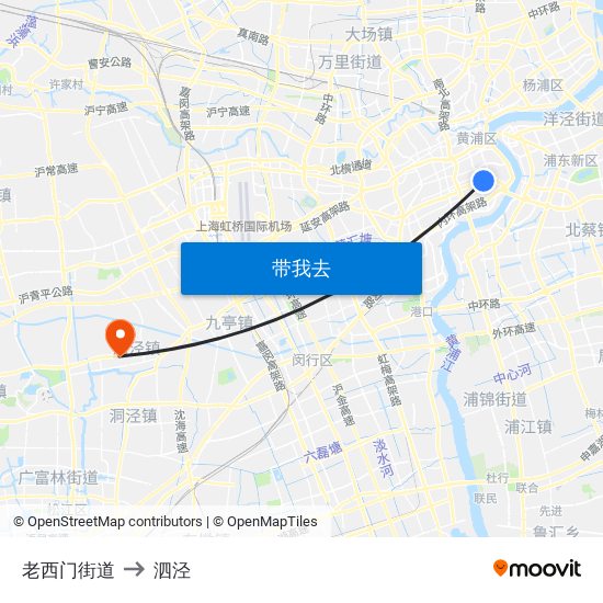 老西门街道 to 泗泾 map