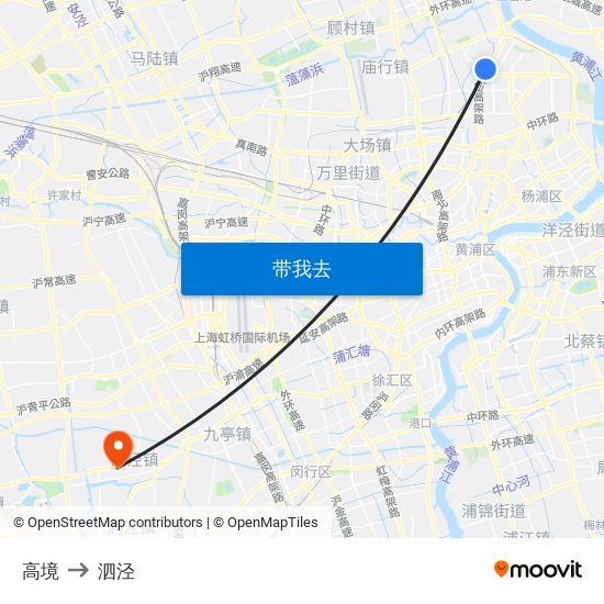 高境 to 泗泾 map