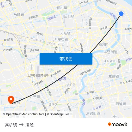 高桥镇 to 泗泾 map