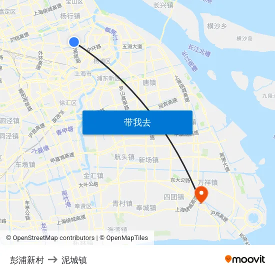 彭浦新村 to 泥城镇 map