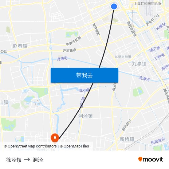 徐泾镇 to 洞泾 map