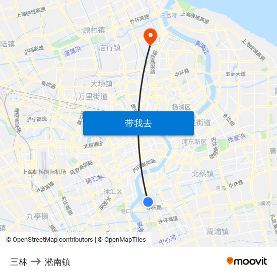 三林 to 淞南镇 map