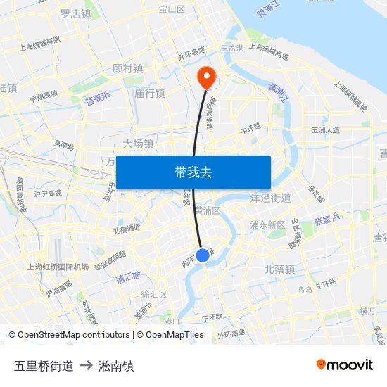 五里桥街道 to 淞南镇 map