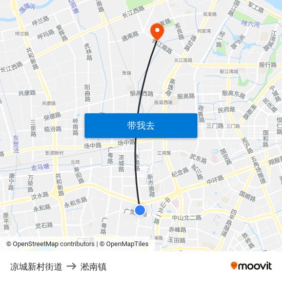 凉城新村街道 to 淞南镇 map
