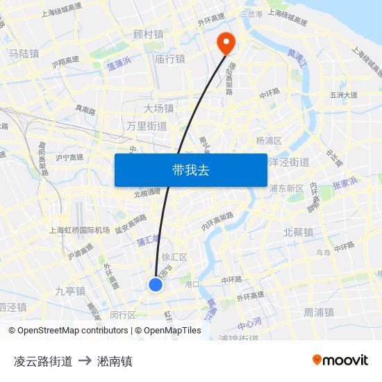 凌云路街道 to 淞南镇 map