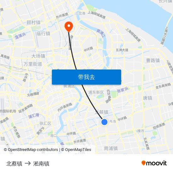 北蔡镇 to 淞南镇 map