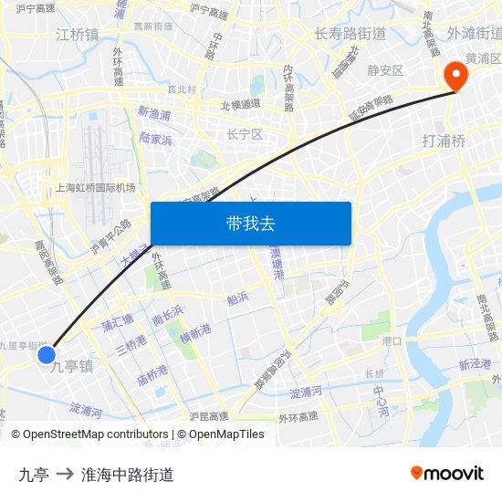 九亭 to 淮海中路街道 map