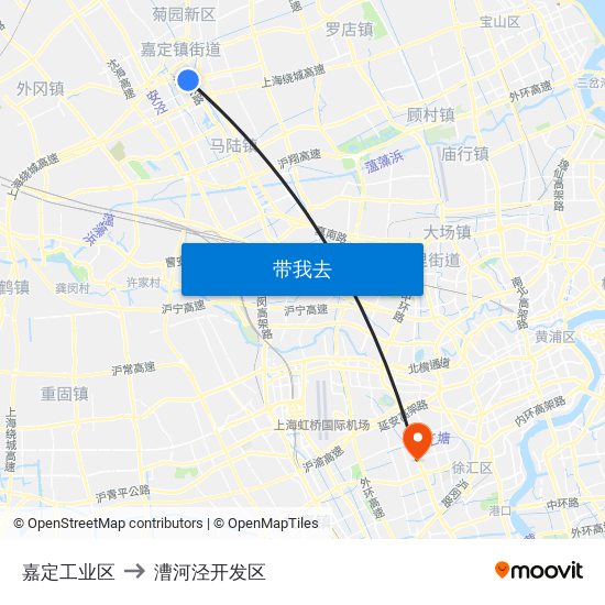 嘉定工业区 to 漕河泾开发区 map