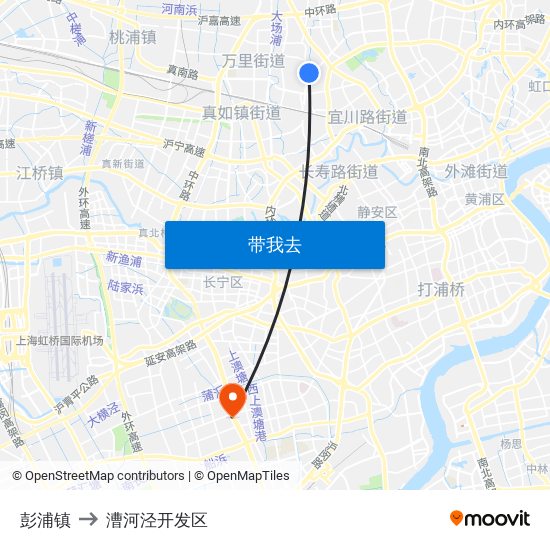 彭浦镇 to 漕河泾开发区 map