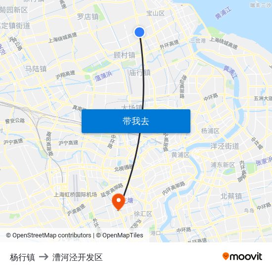 杨行镇 to 漕河泾开发区 map