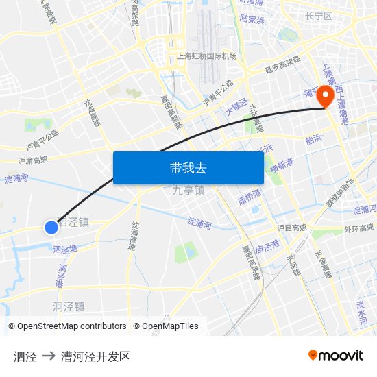泗泾 to 漕河泾开发区 map