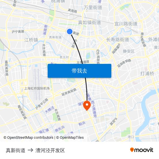 真新街道 to 漕河泾开发区 map