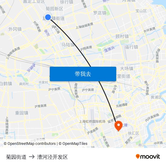 菊园街道 to 漕河泾开发区 map