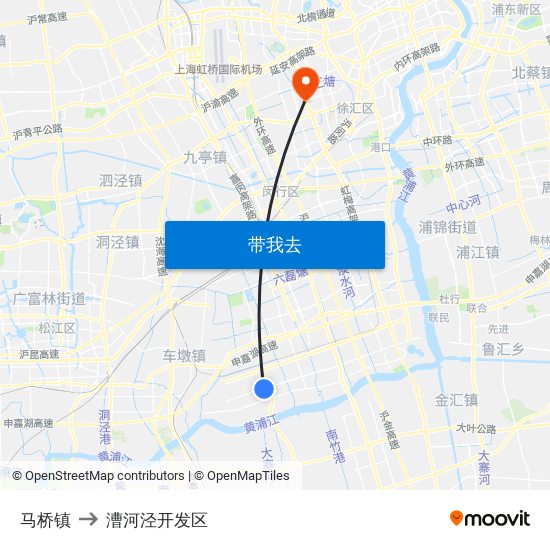 马桥镇 to 漕河泾开发区 map