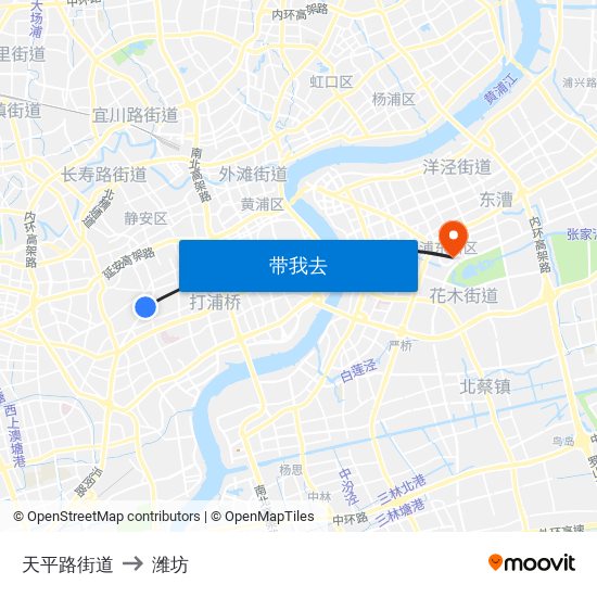 天平路街道 to 潍坊 map