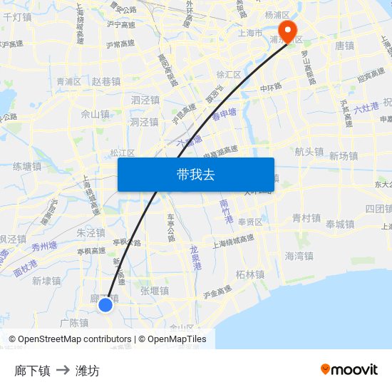 廊下镇 to 潍坊 map