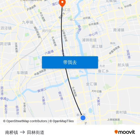 南桥镇 to 田林街道 map