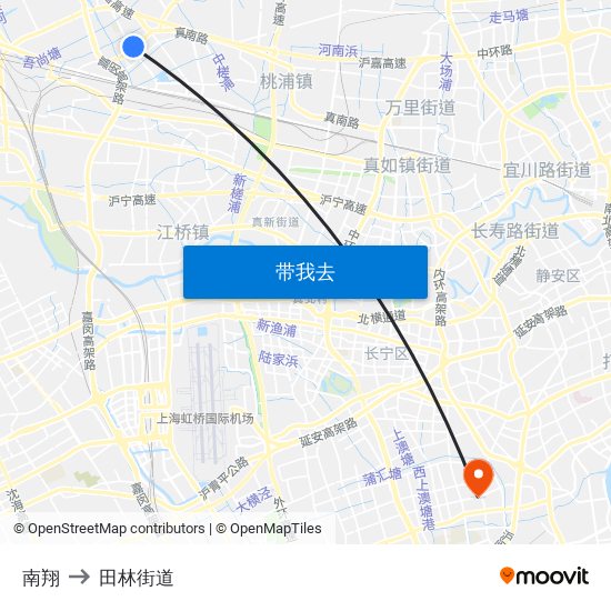 南翔 to 田林街道 map