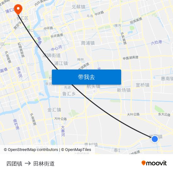 四团镇 to 田林街道 map