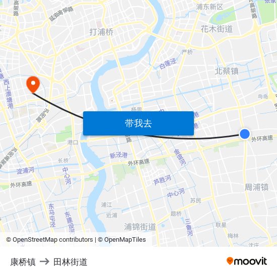 康桥镇 to 田林街道 map