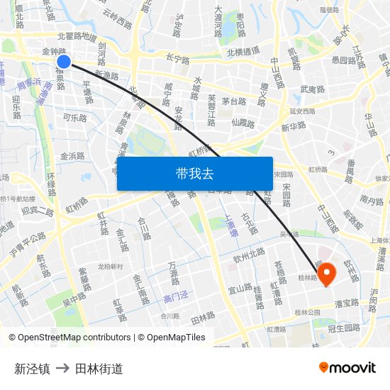 新泾镇 to 田林街道 map