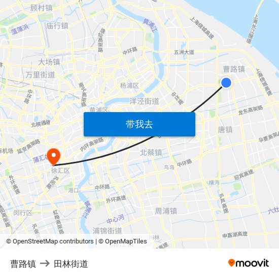 曹路镇 to 田林街道 map