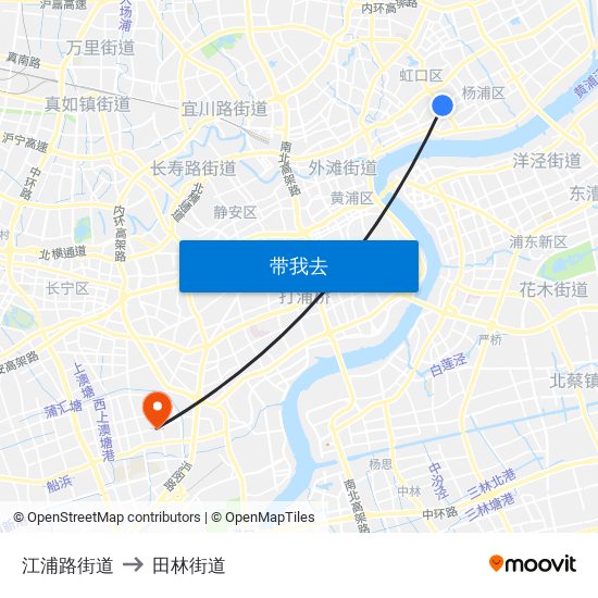 江浦路街道 to 田林街道 map